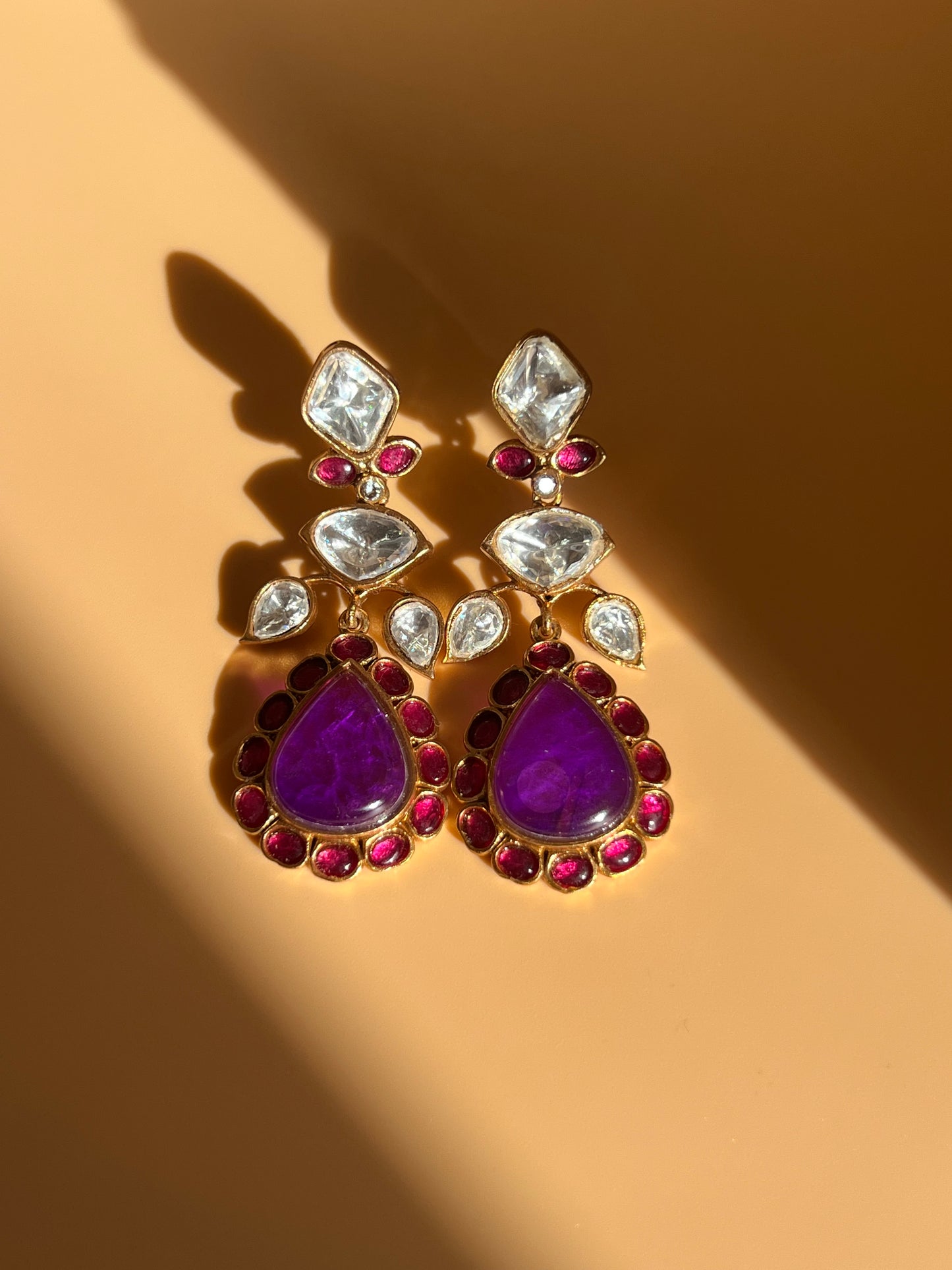 Amethyst Kundan Drop Earrings