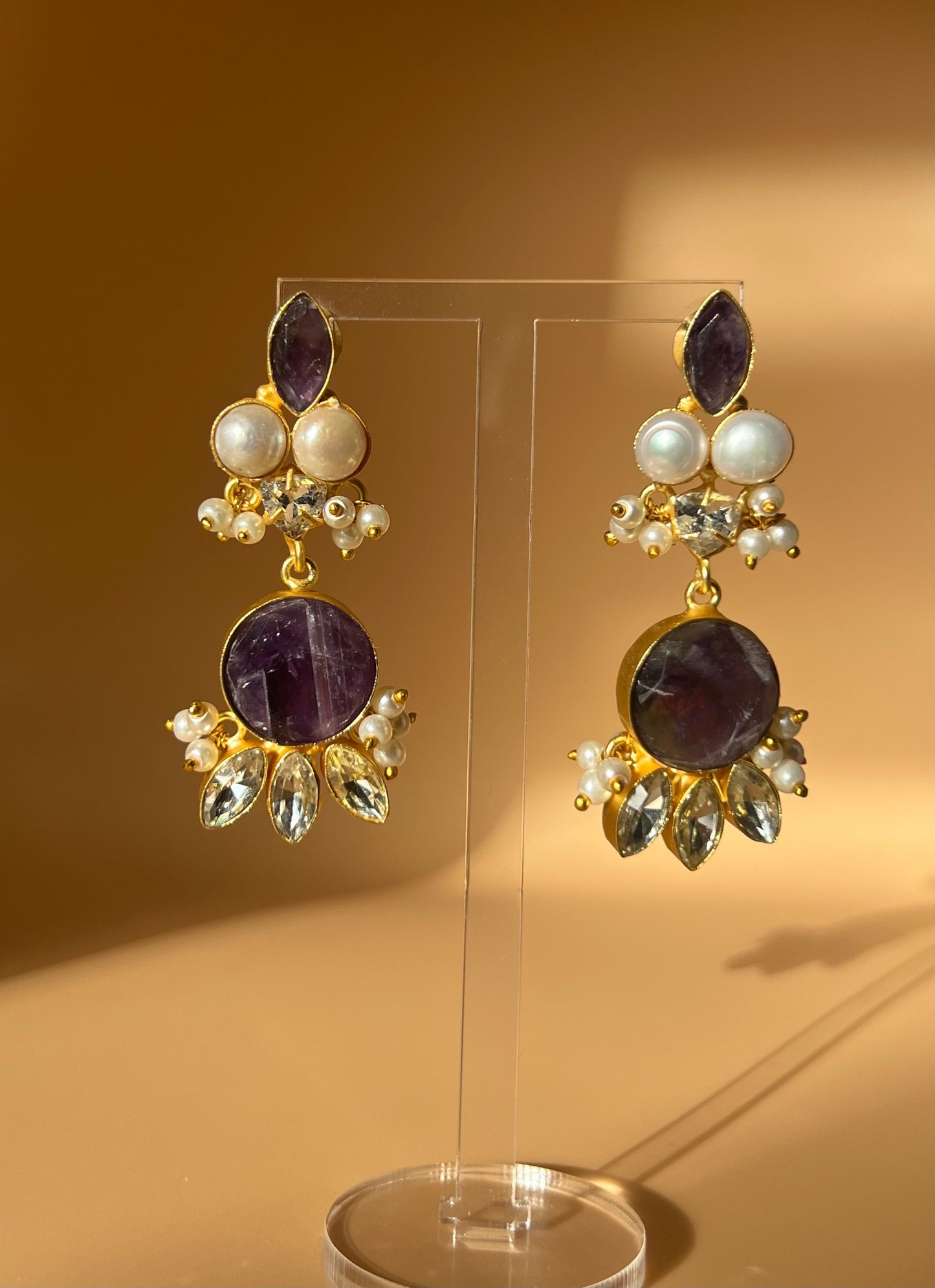 Amethyst and Swarovski Danglers