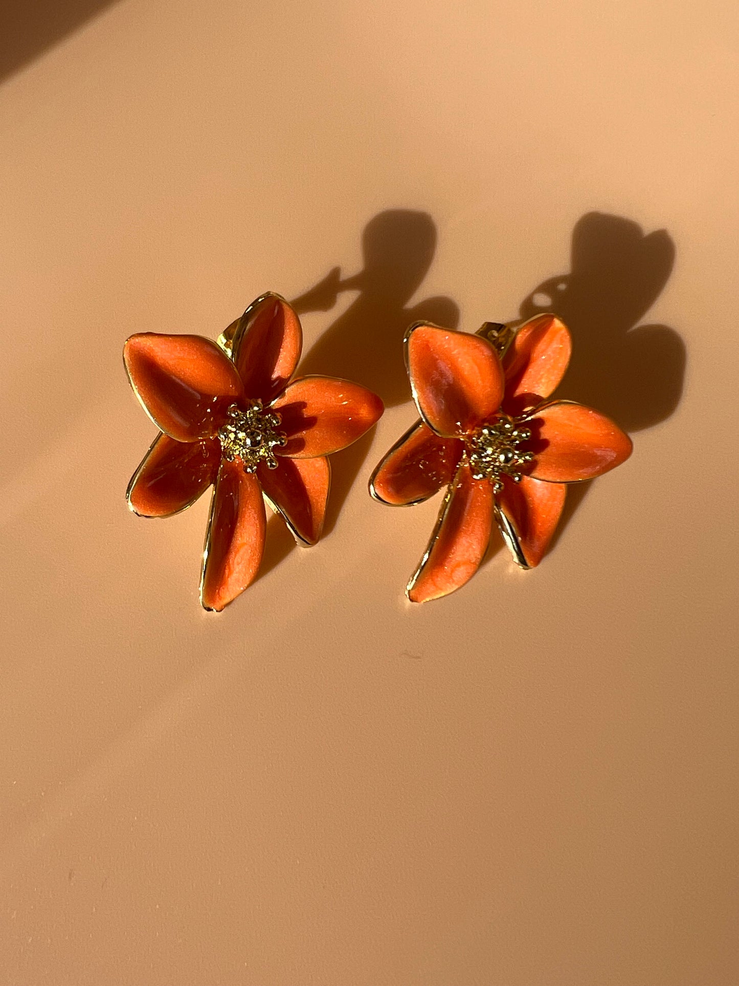 Orange Flower Earrings