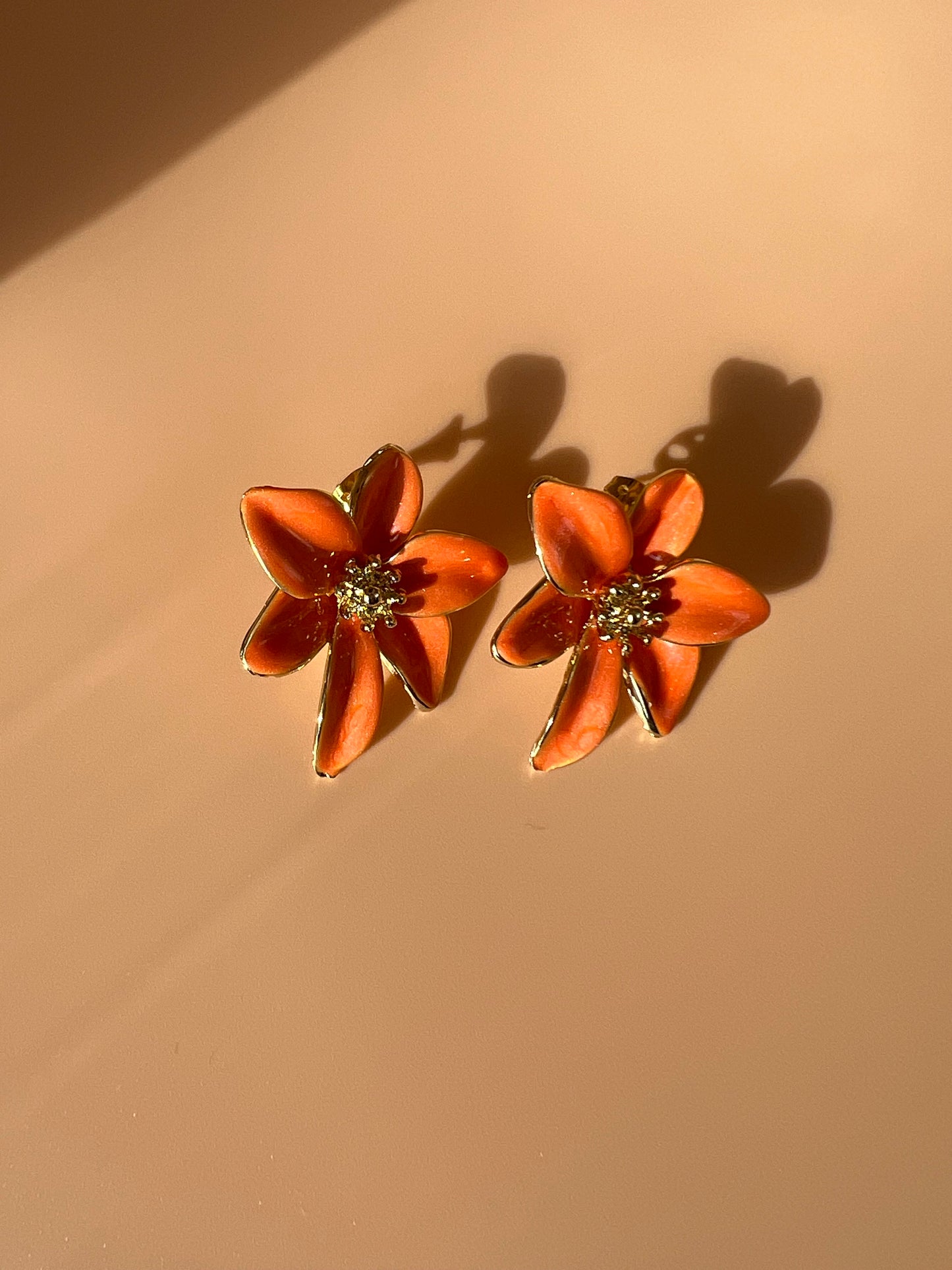 Orange Flower Earrings