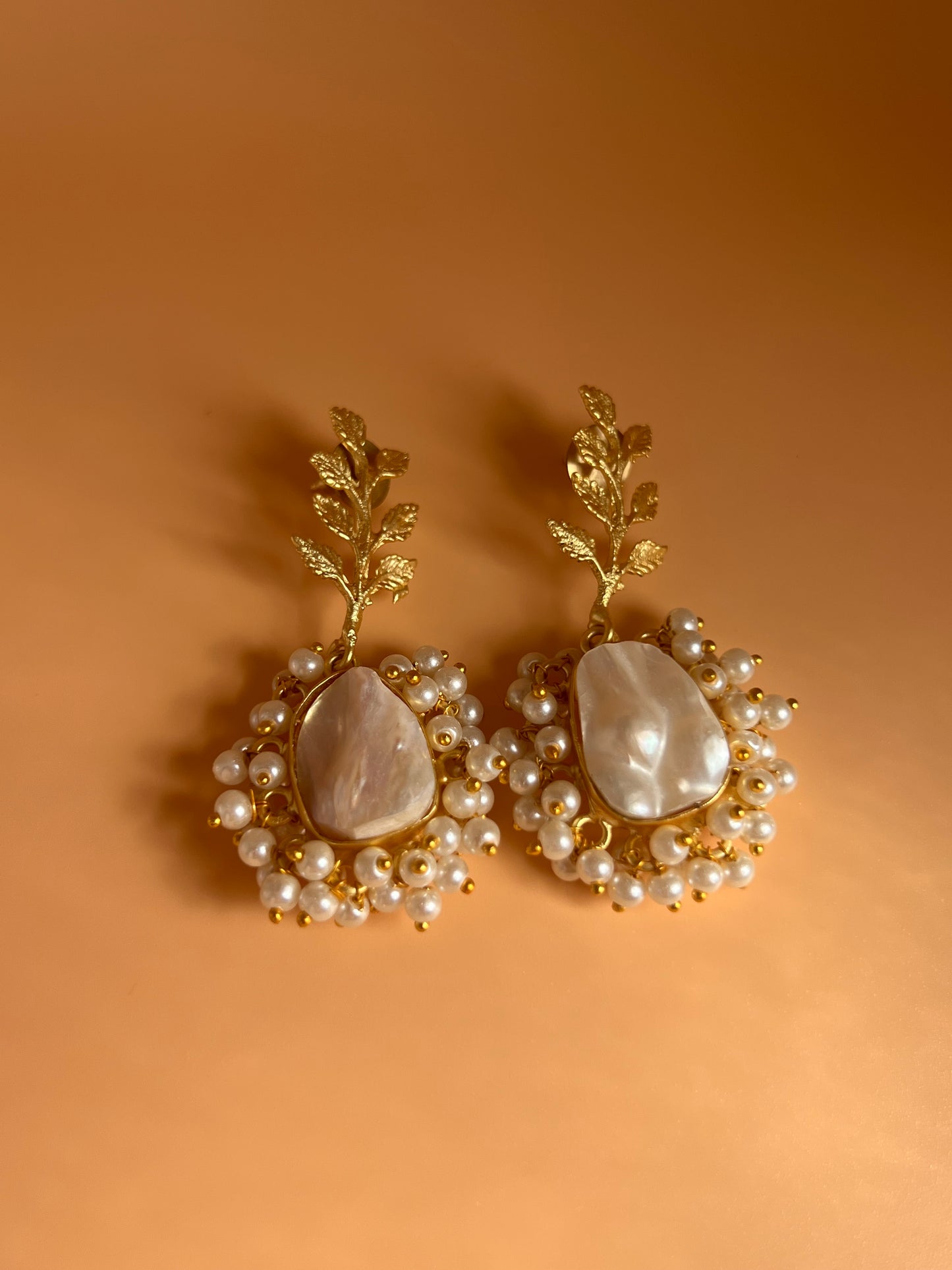 Baroque Pearl Leaf Earrings