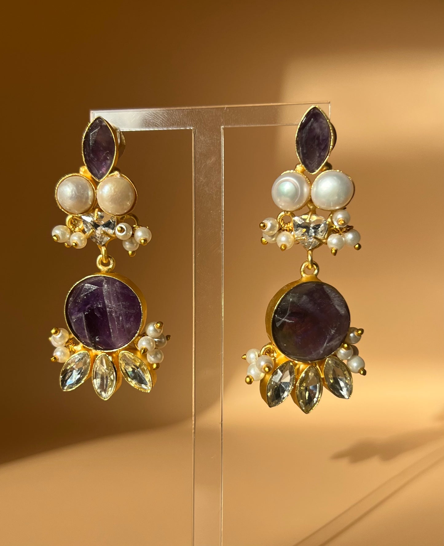 Amethyst and Swarovski Danglers