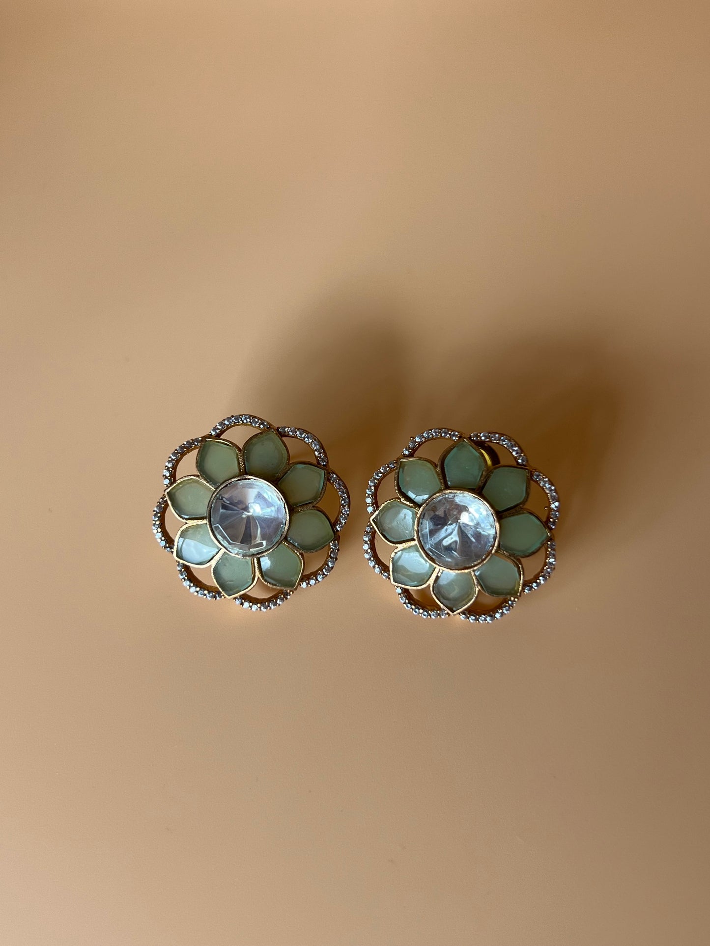 Aventurine Kundan Studs