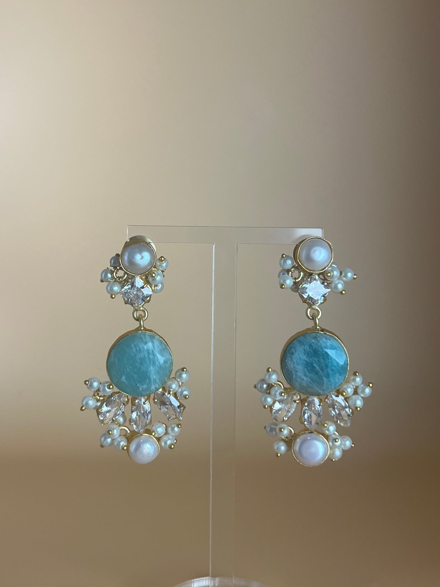 Amazonite and Swarovski Danglers