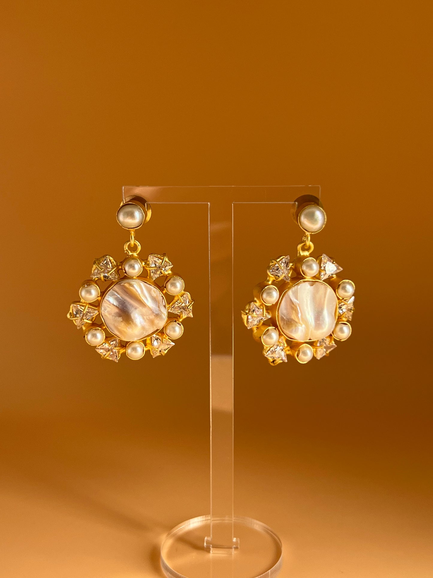 Baroque Pearl Round Drop Earrings
