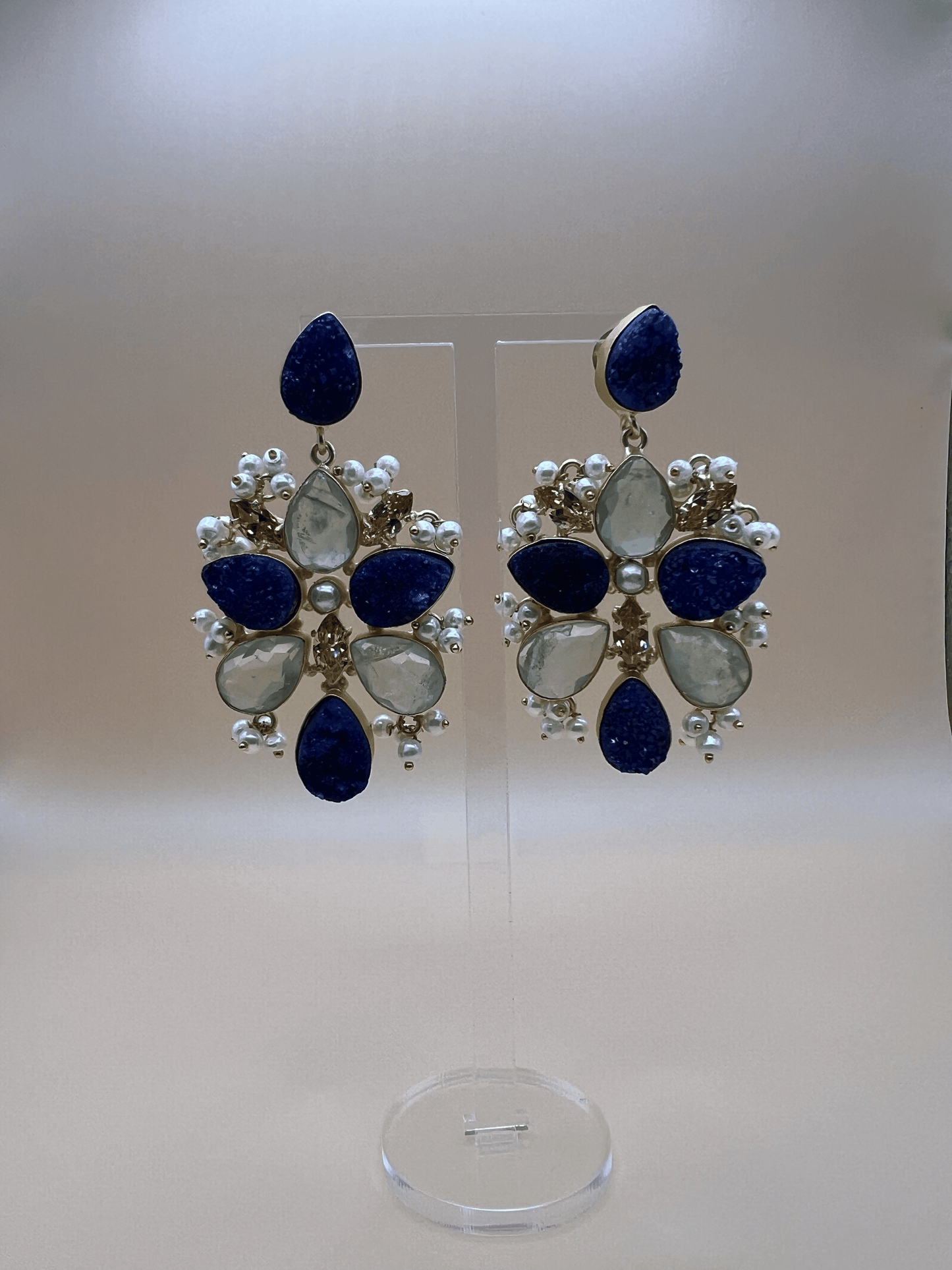 Saphire Druzy and Fluorite Danglers