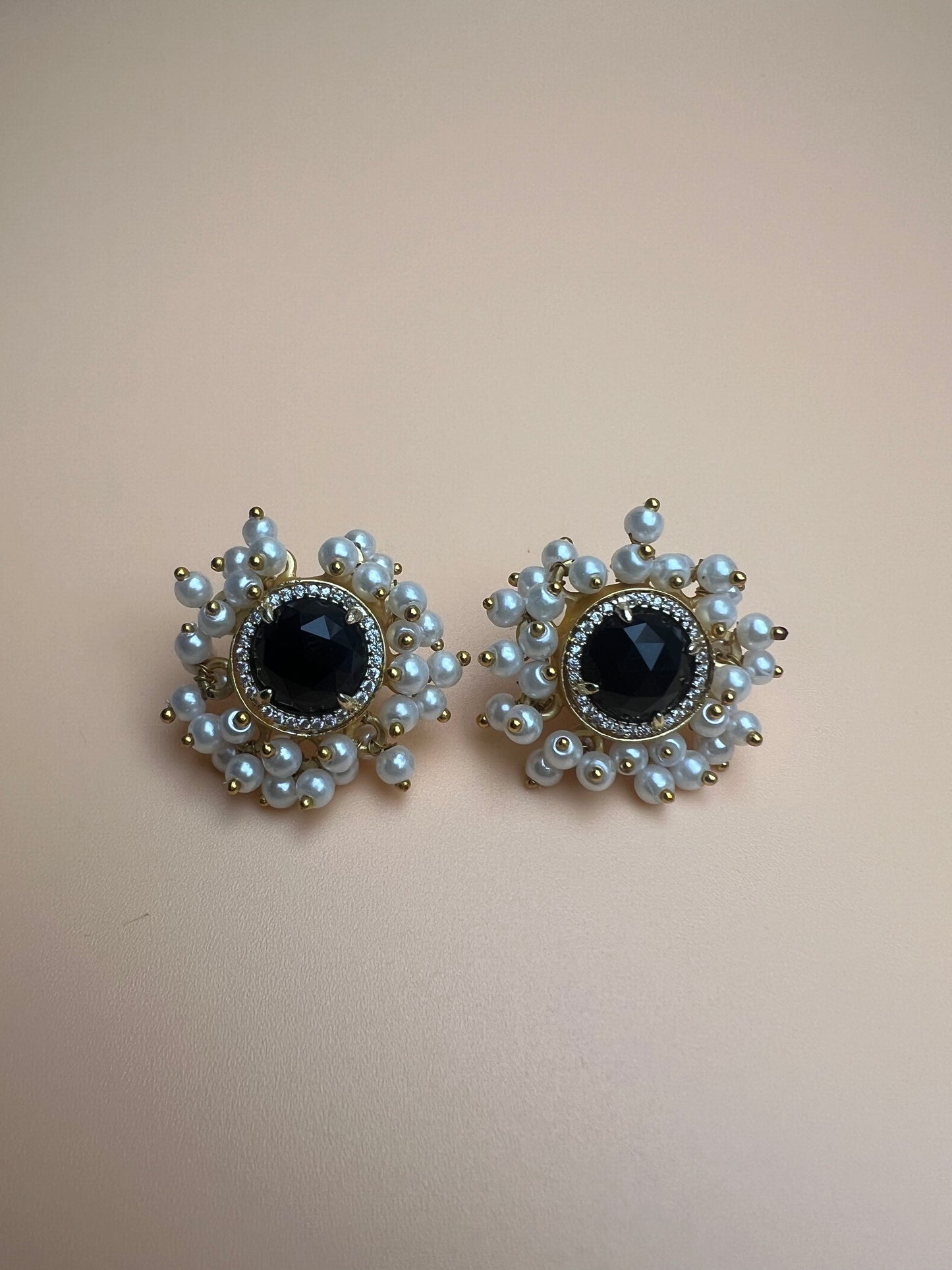 Black Onyx Full Cluster Studs