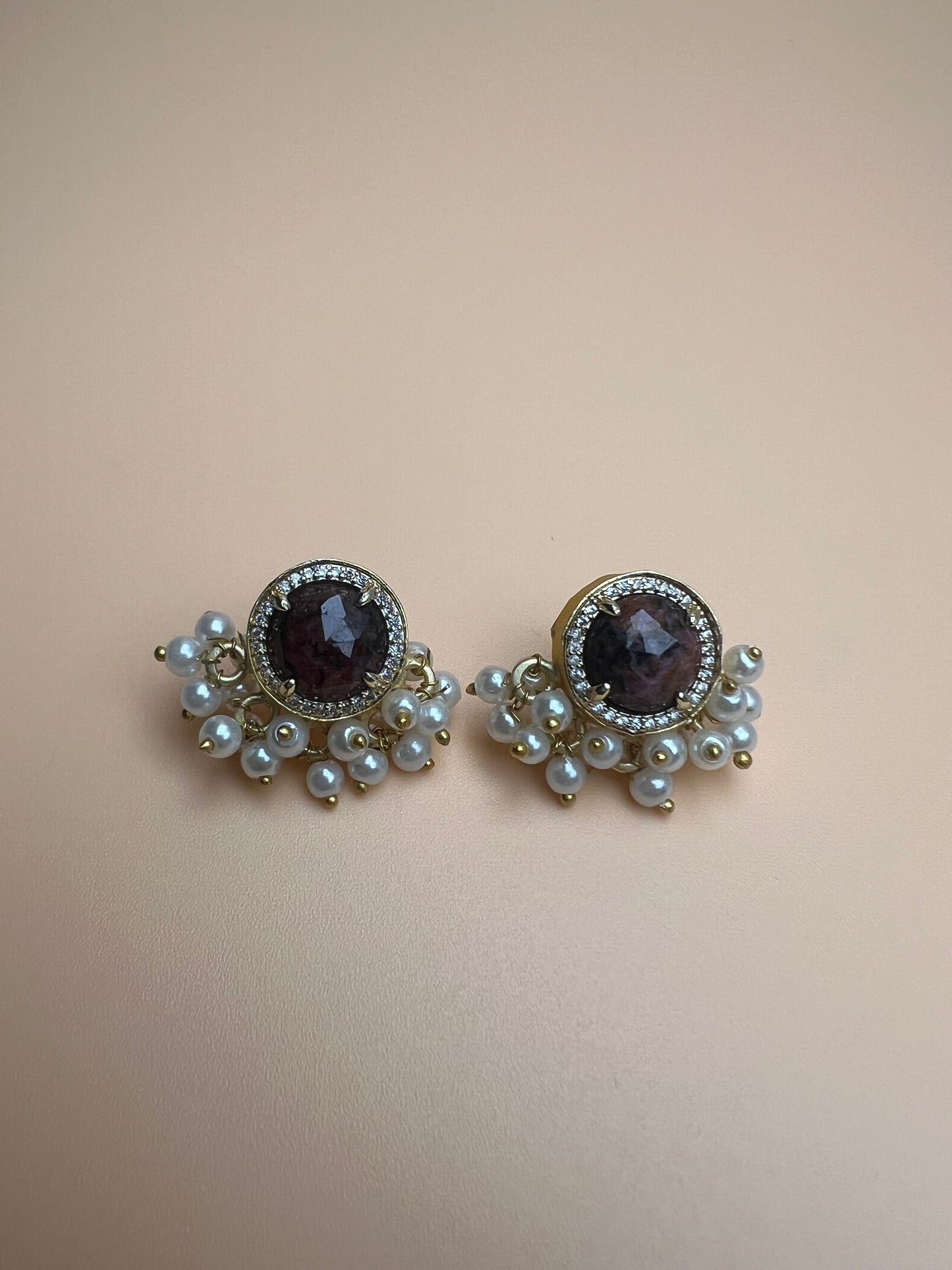 Labradorite Half Cluster Studs