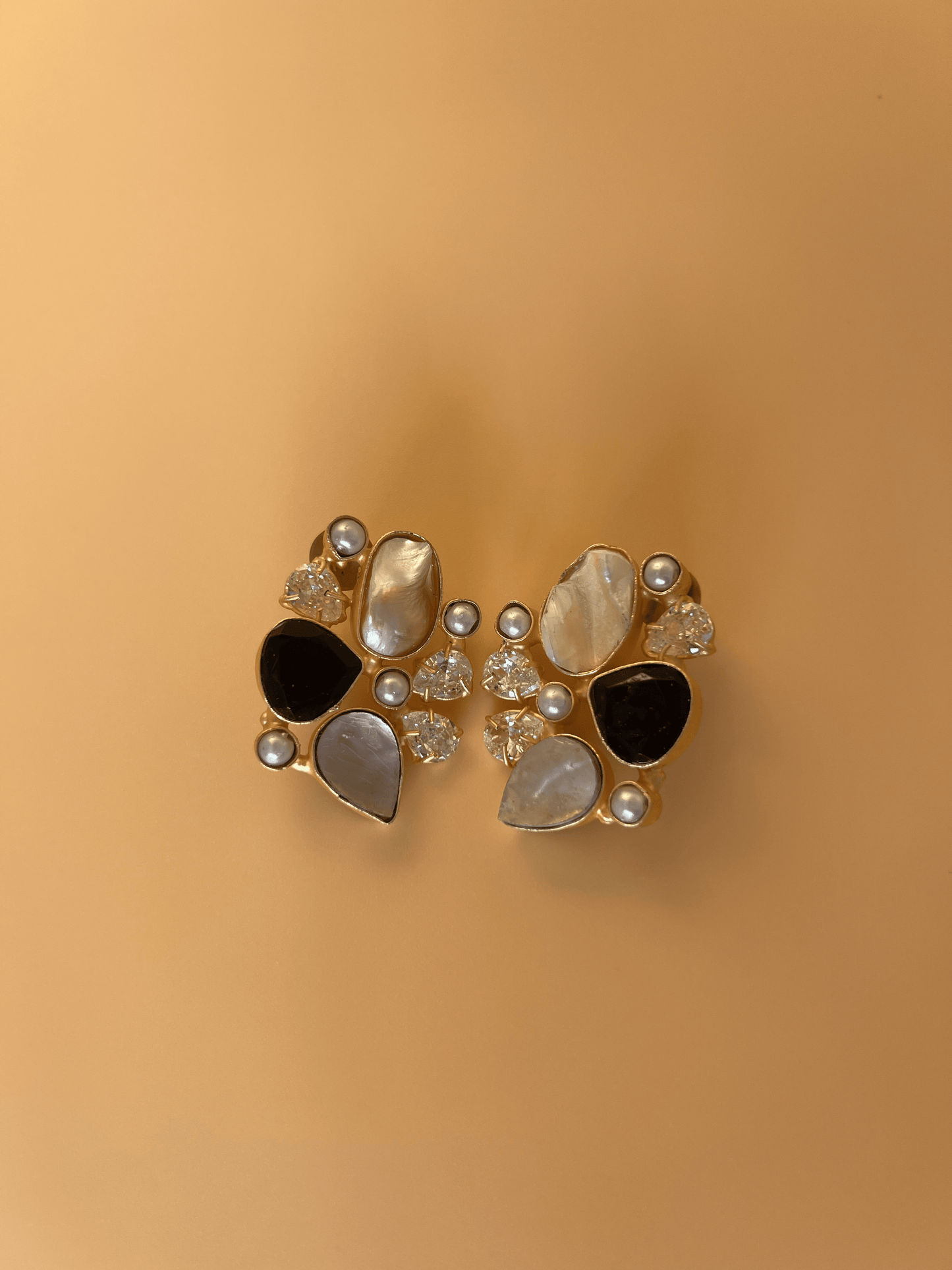 Black Onyx Flower Earrings