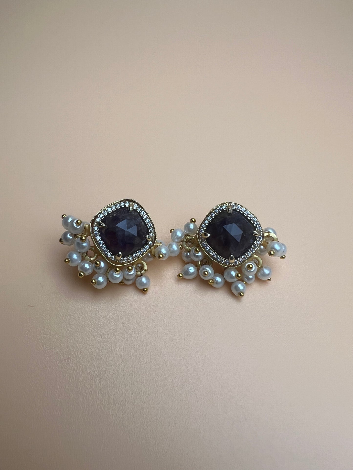 Labradorite Half Cluster Studs
