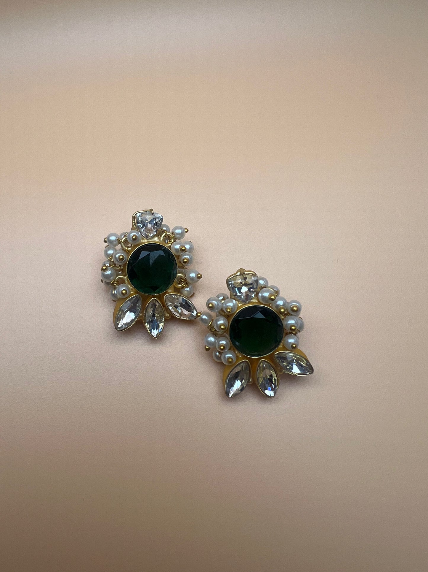 Green Onyx Leaf Studs
