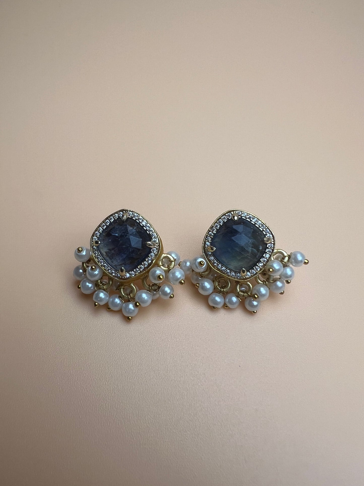 Labradorite Half Cluster Studs