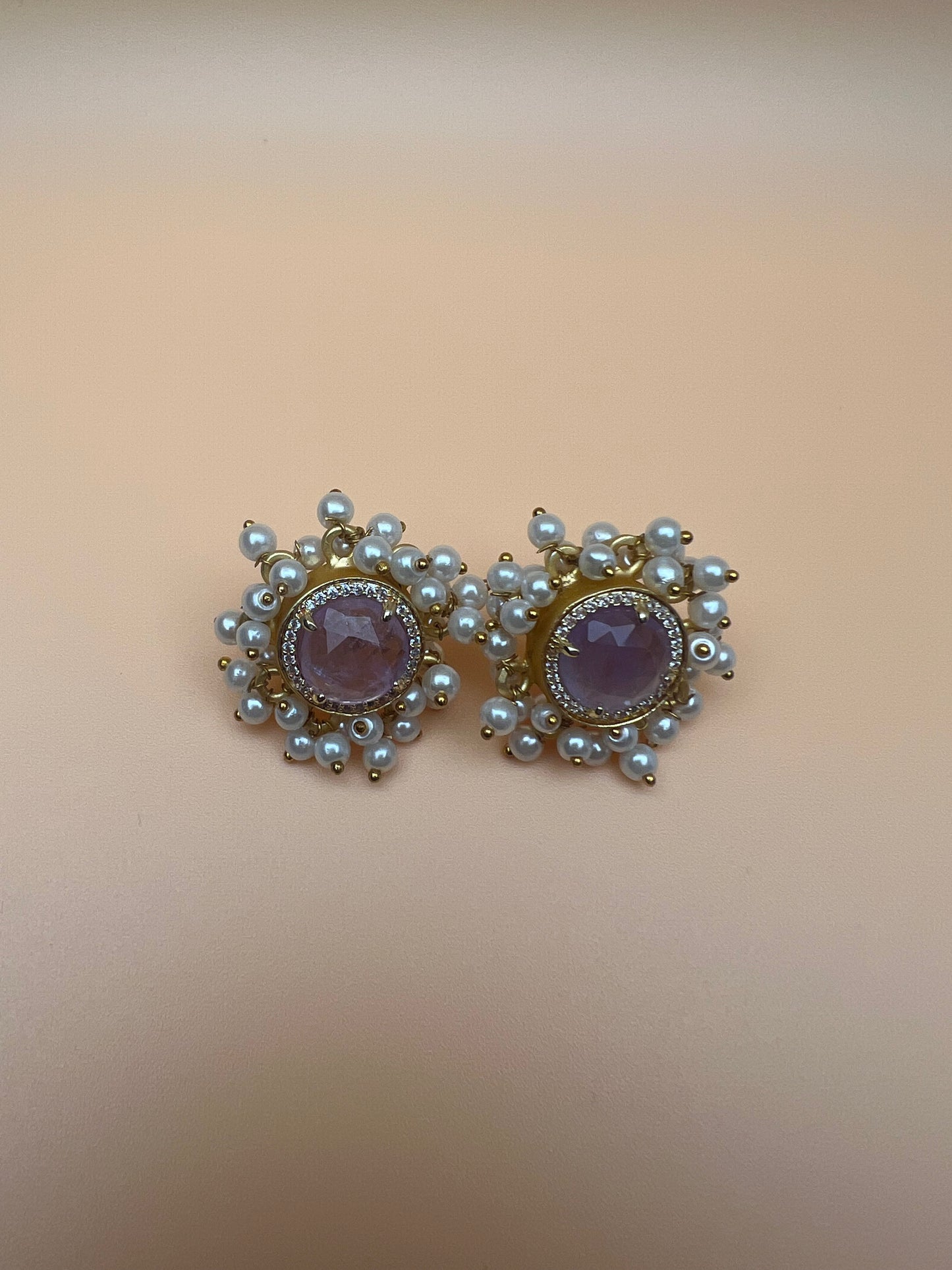 Pink Amethyst Full Cluster Studs