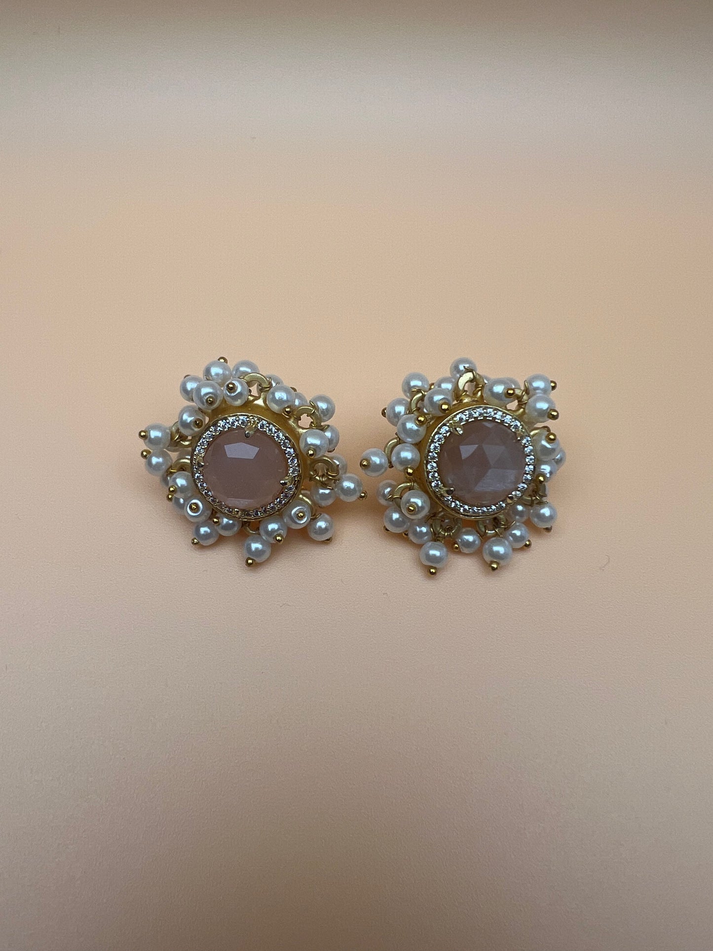 Sun Moonstone Full Cluster Studs