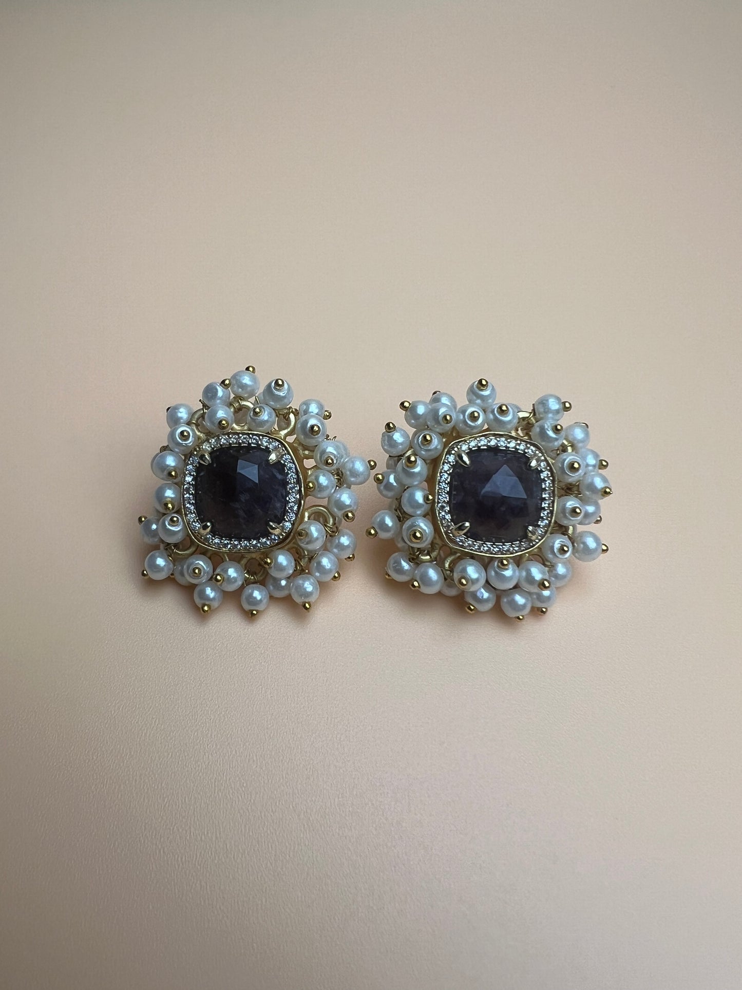Purple Amethyst Full Cluster Studs
