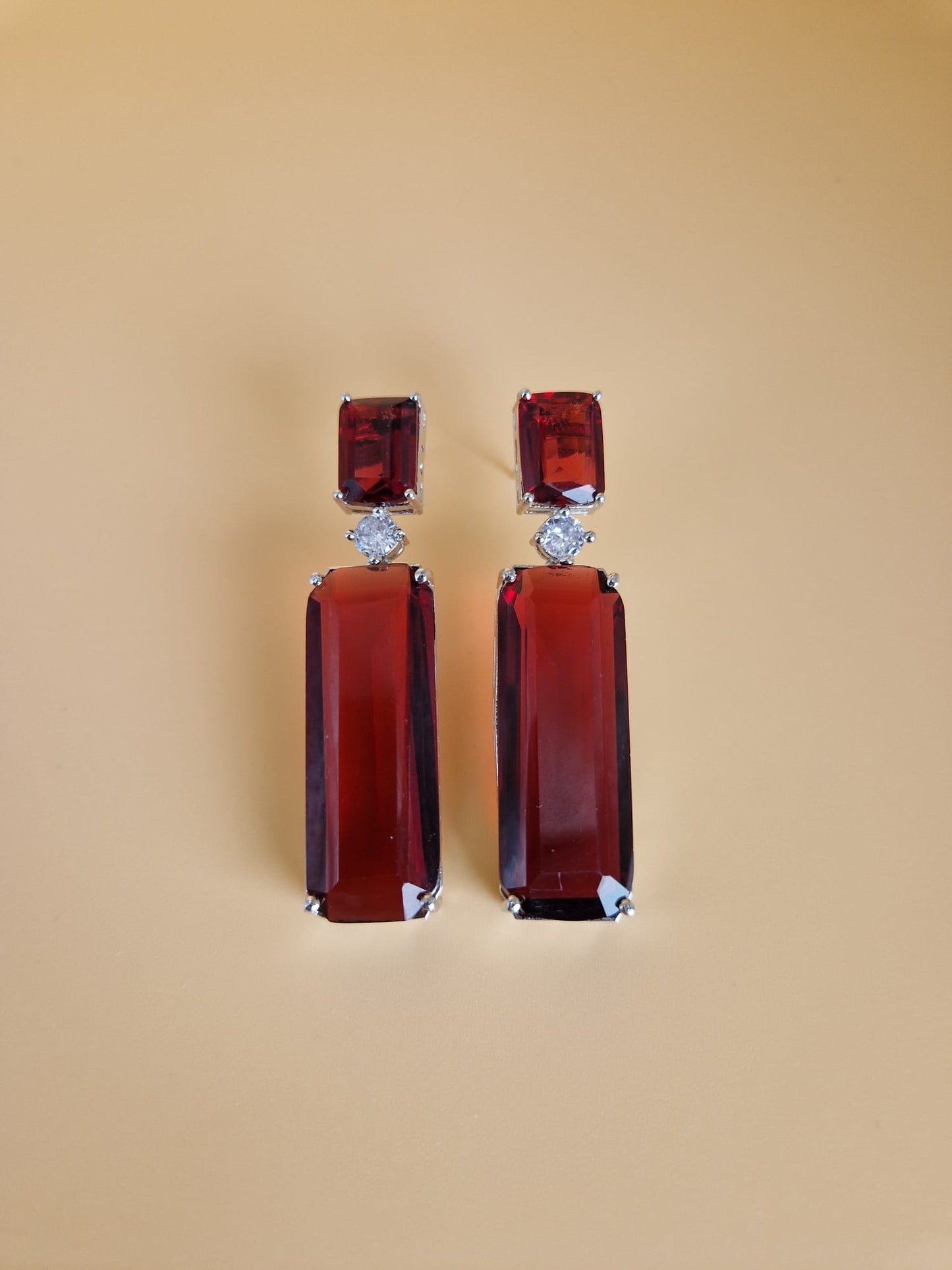 Crimson Crystal Danglers