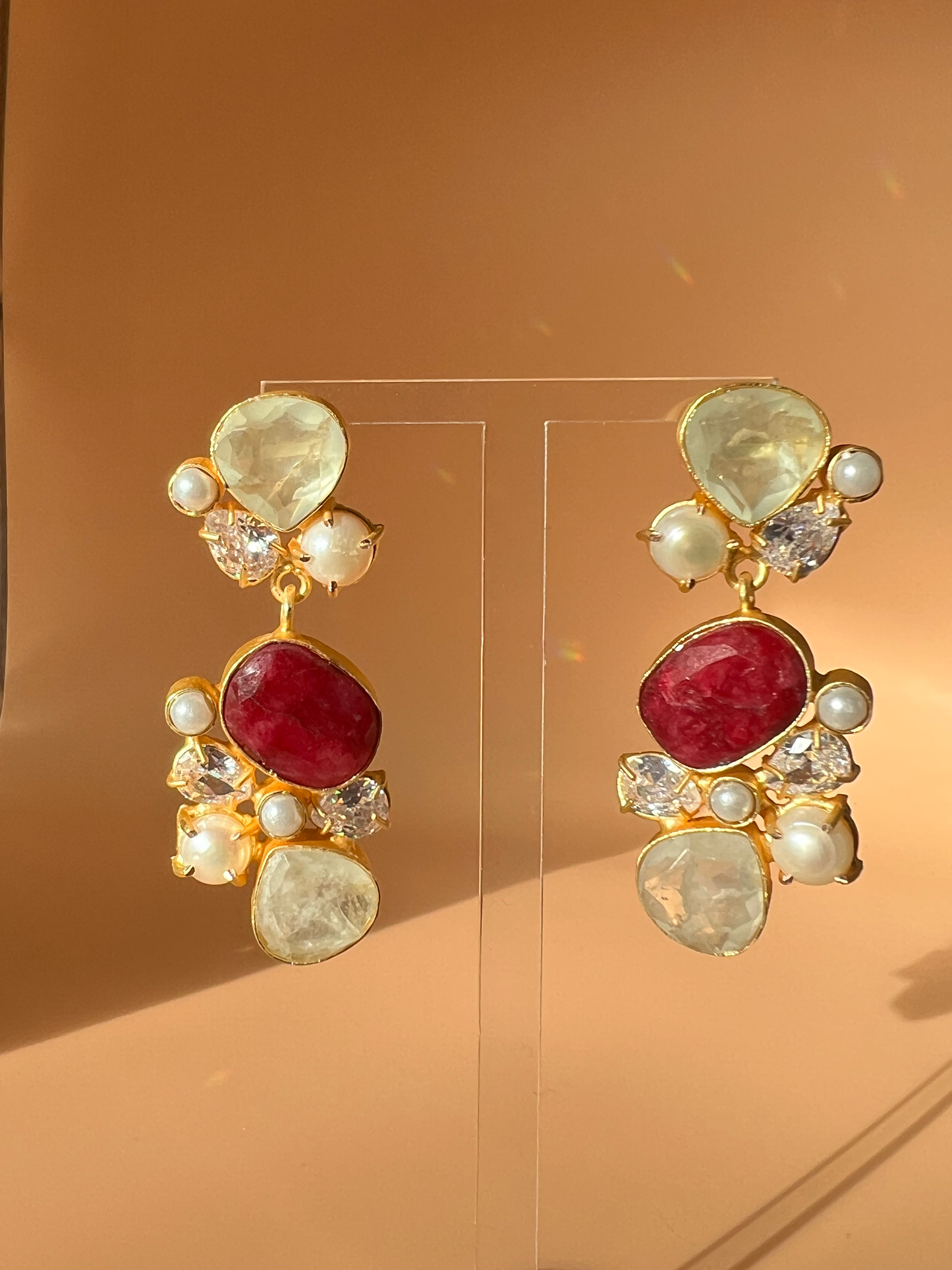 Ruby and Flourtite Drop Earrings