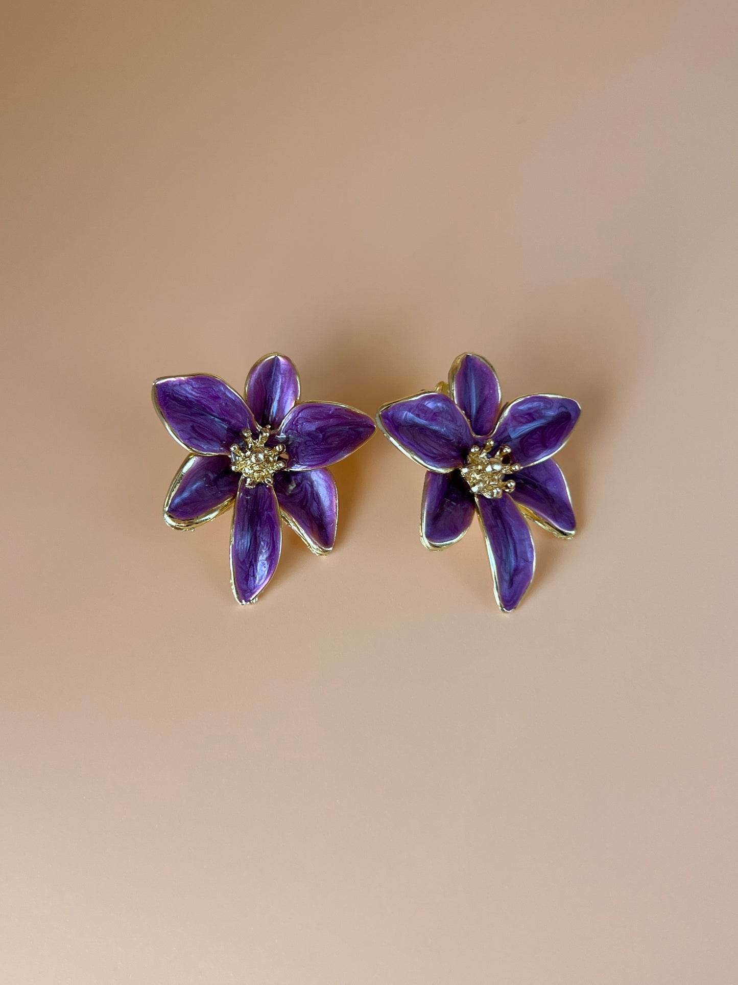 Purple Flower Earrings