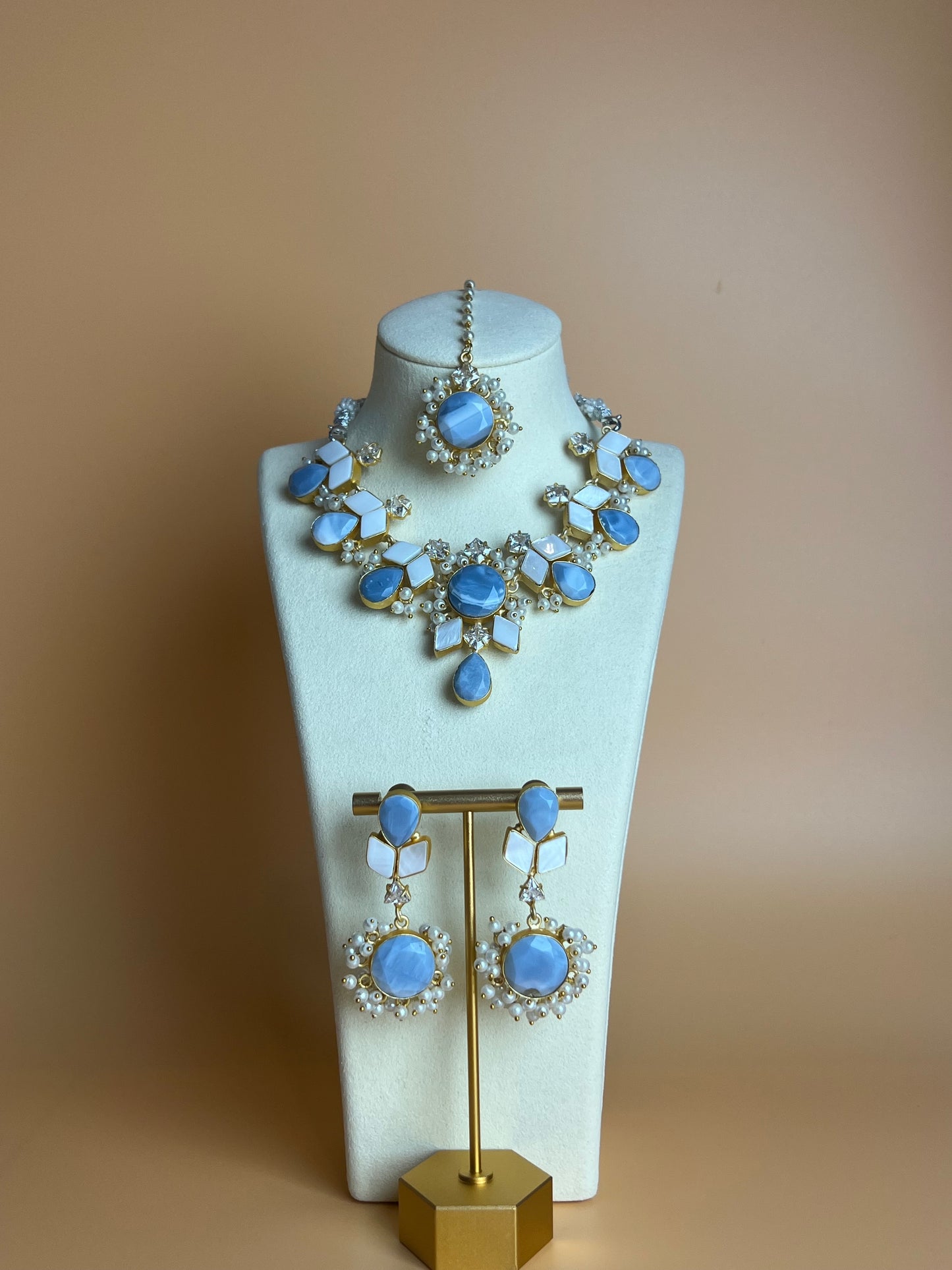Isara Angelite and Mother of Pearl Set