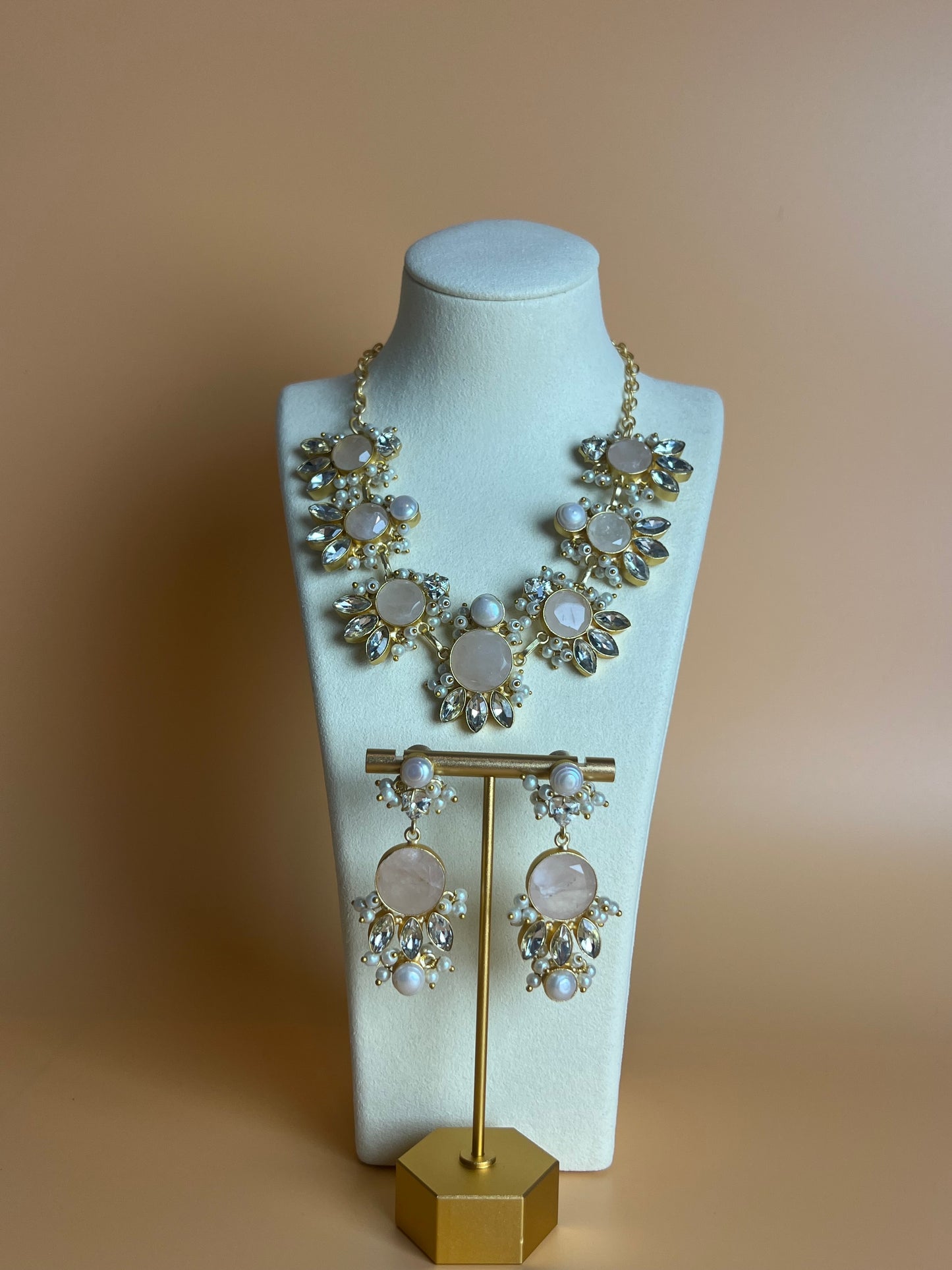 Isara Rose Quartz and Swarovski Set