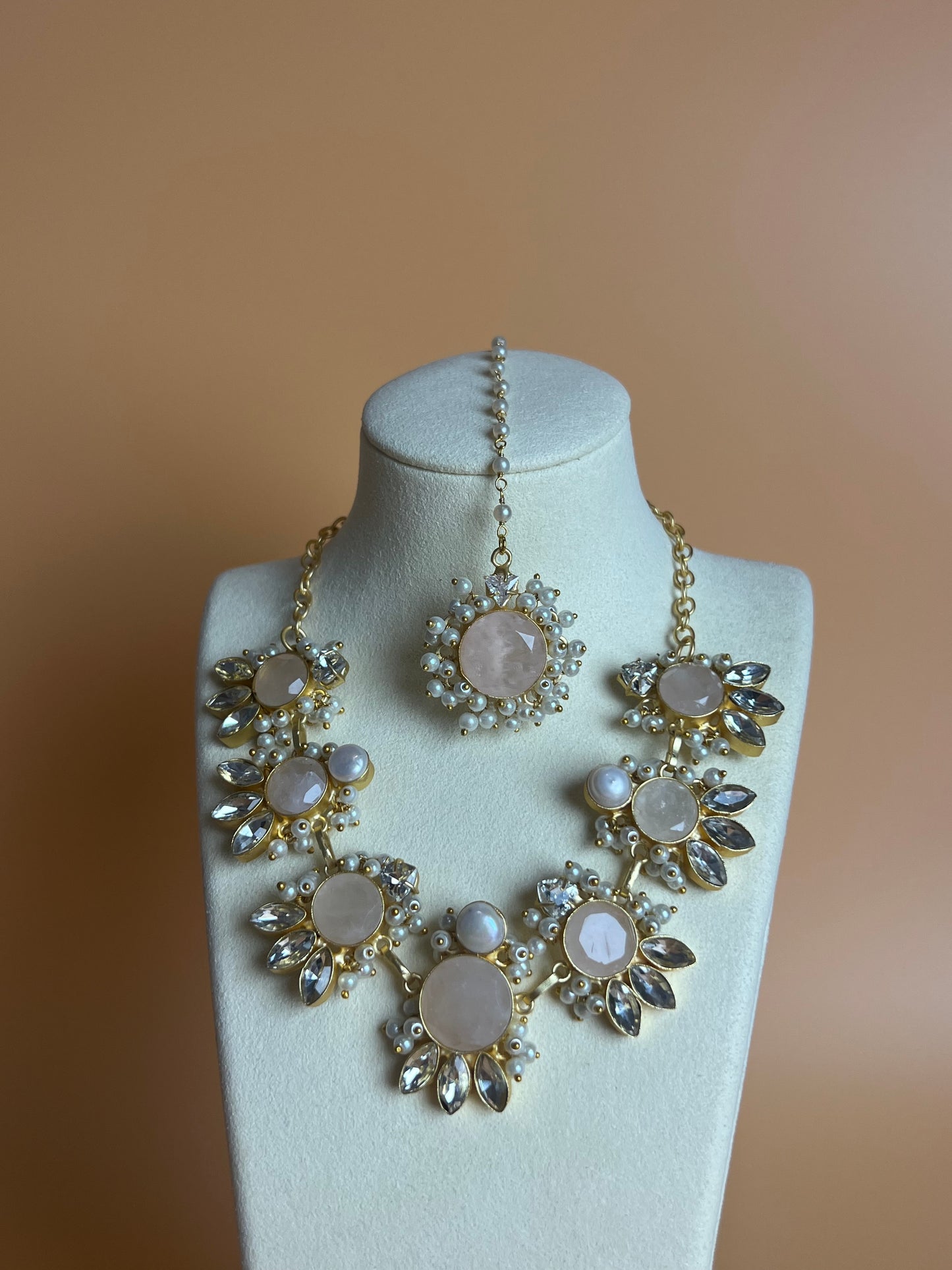 Isara Rose Quartz and Swarovski Set