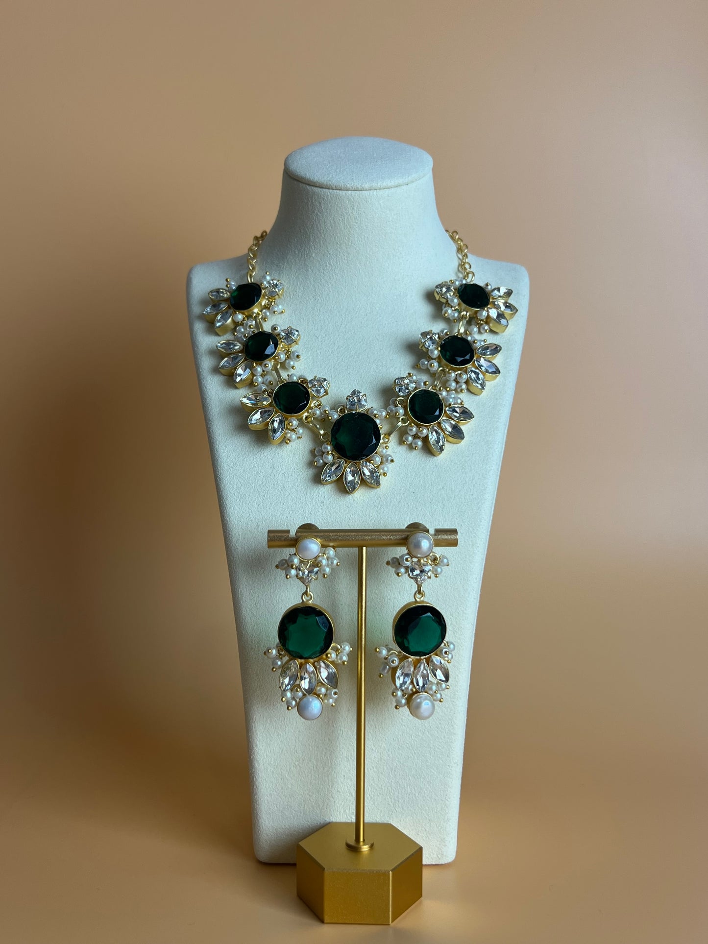 Isara Green Onyx and Swarovski Set