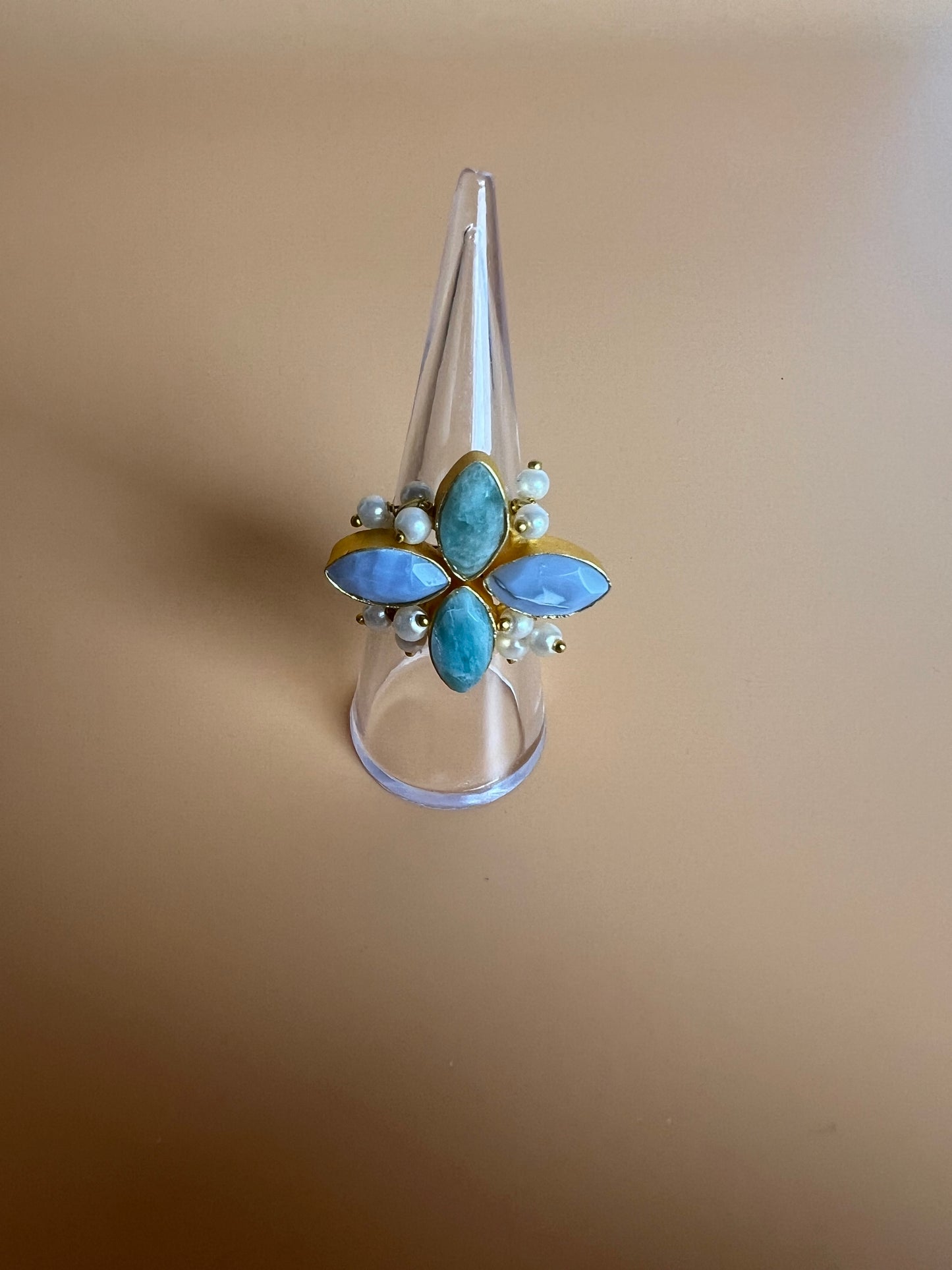 Amazonite and Angelite Ring