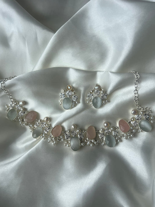 Grey and Pink Selene Silver Set