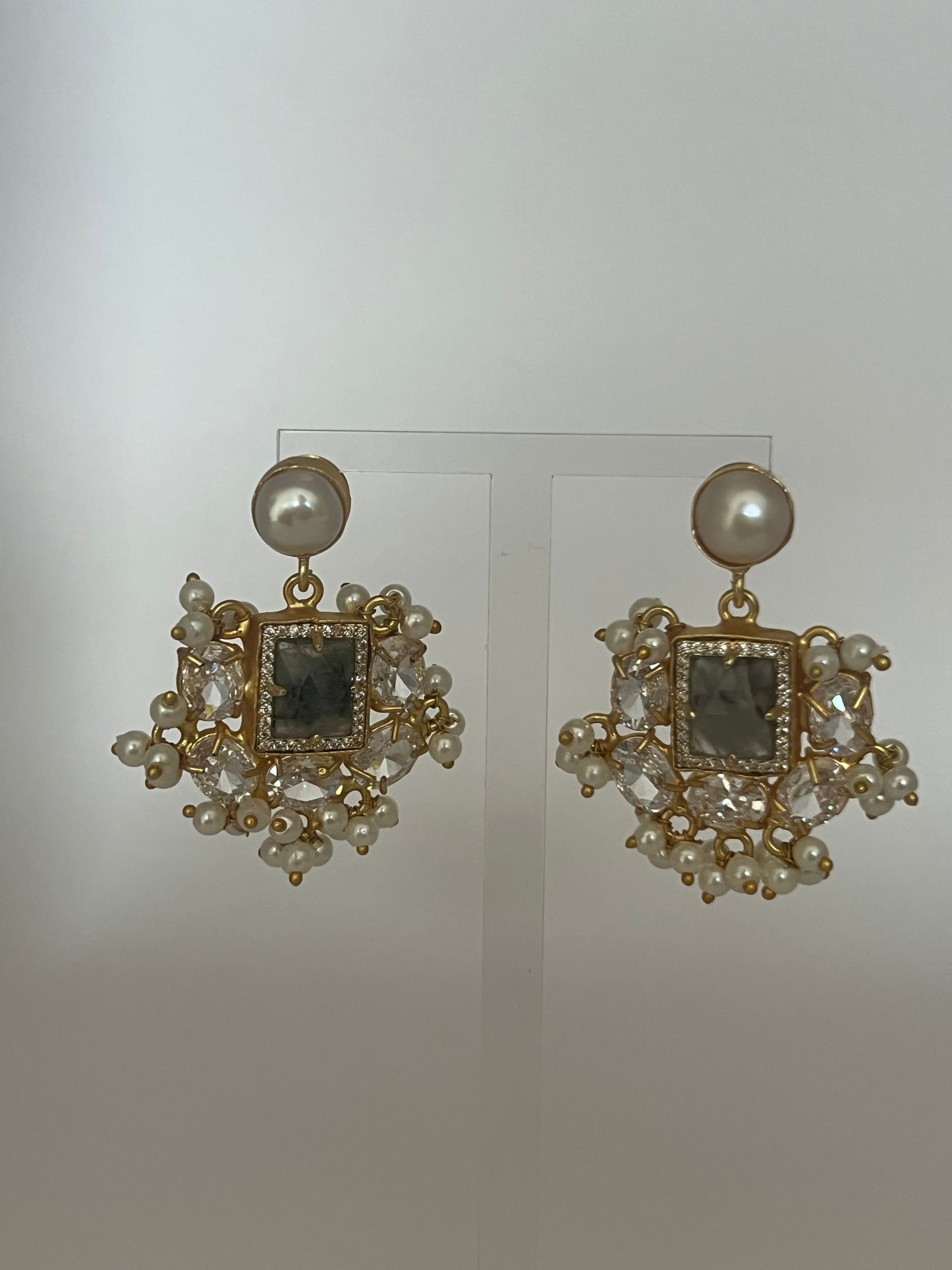 Grey Square Danglers