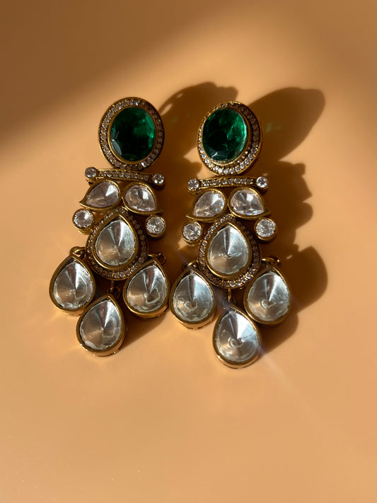 Moissanite Emerald Danglers