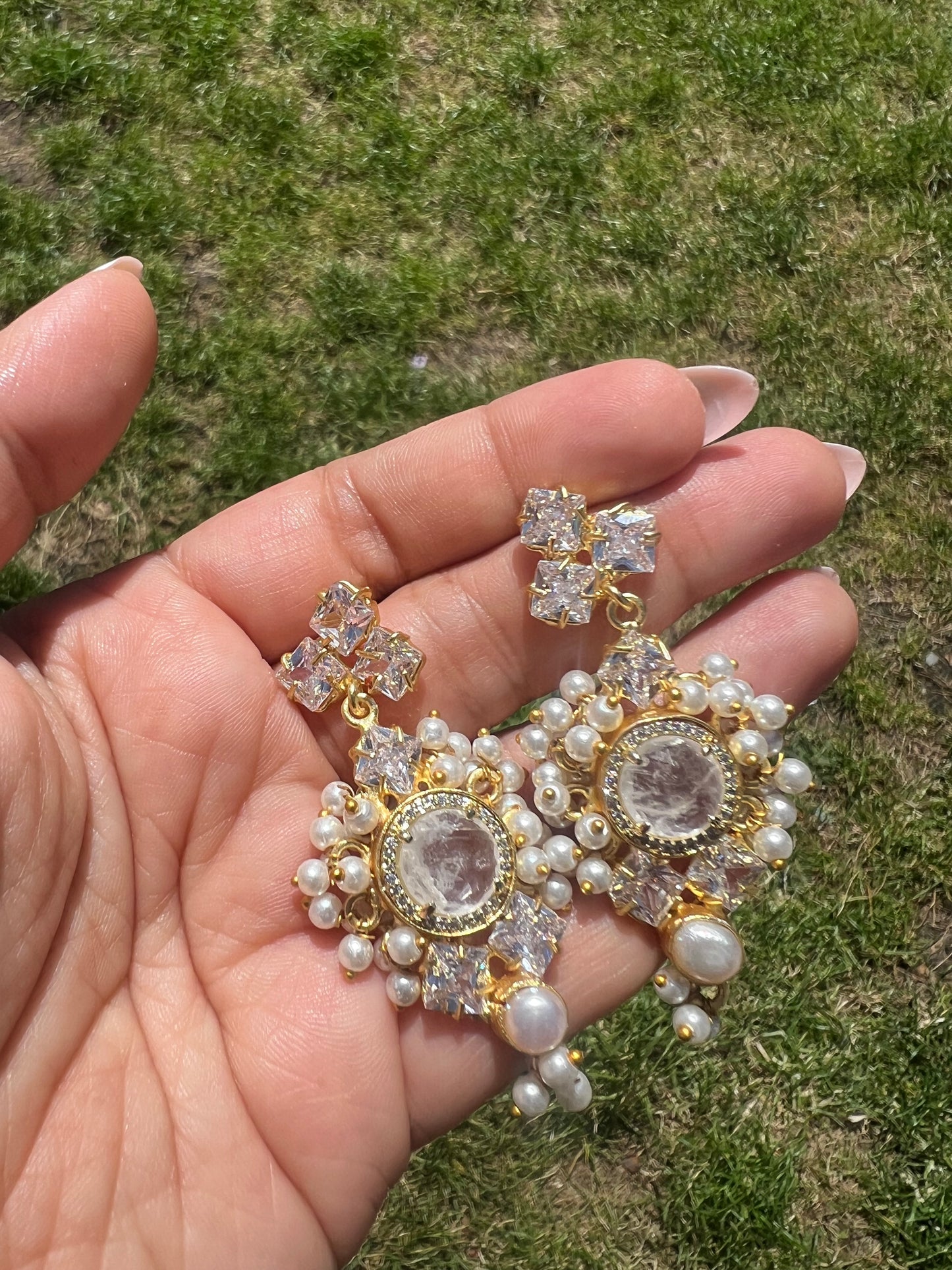 White Moonstone Earrings
