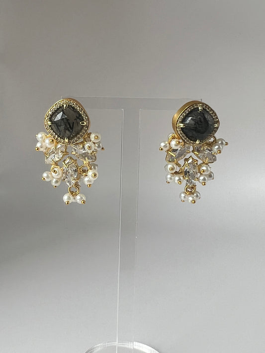 Black/Grey Moonstone Studs