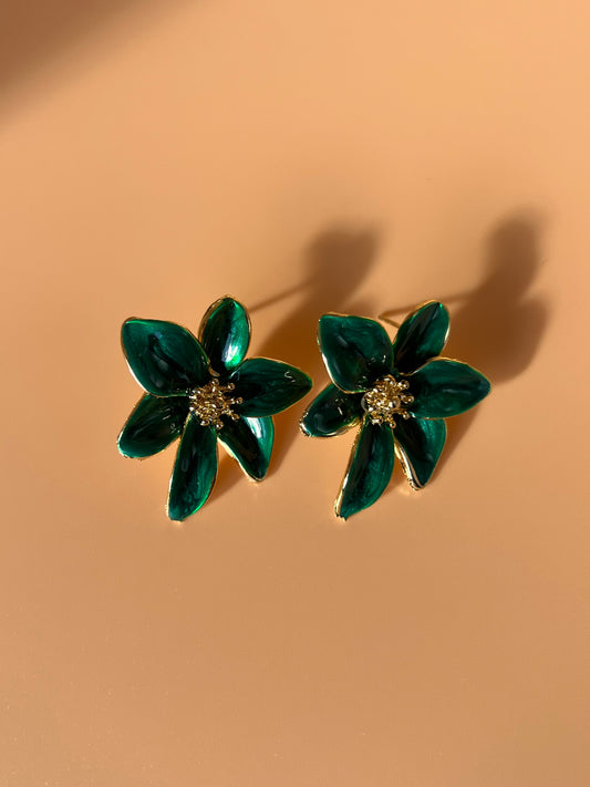 Electric Green Flower Earrings