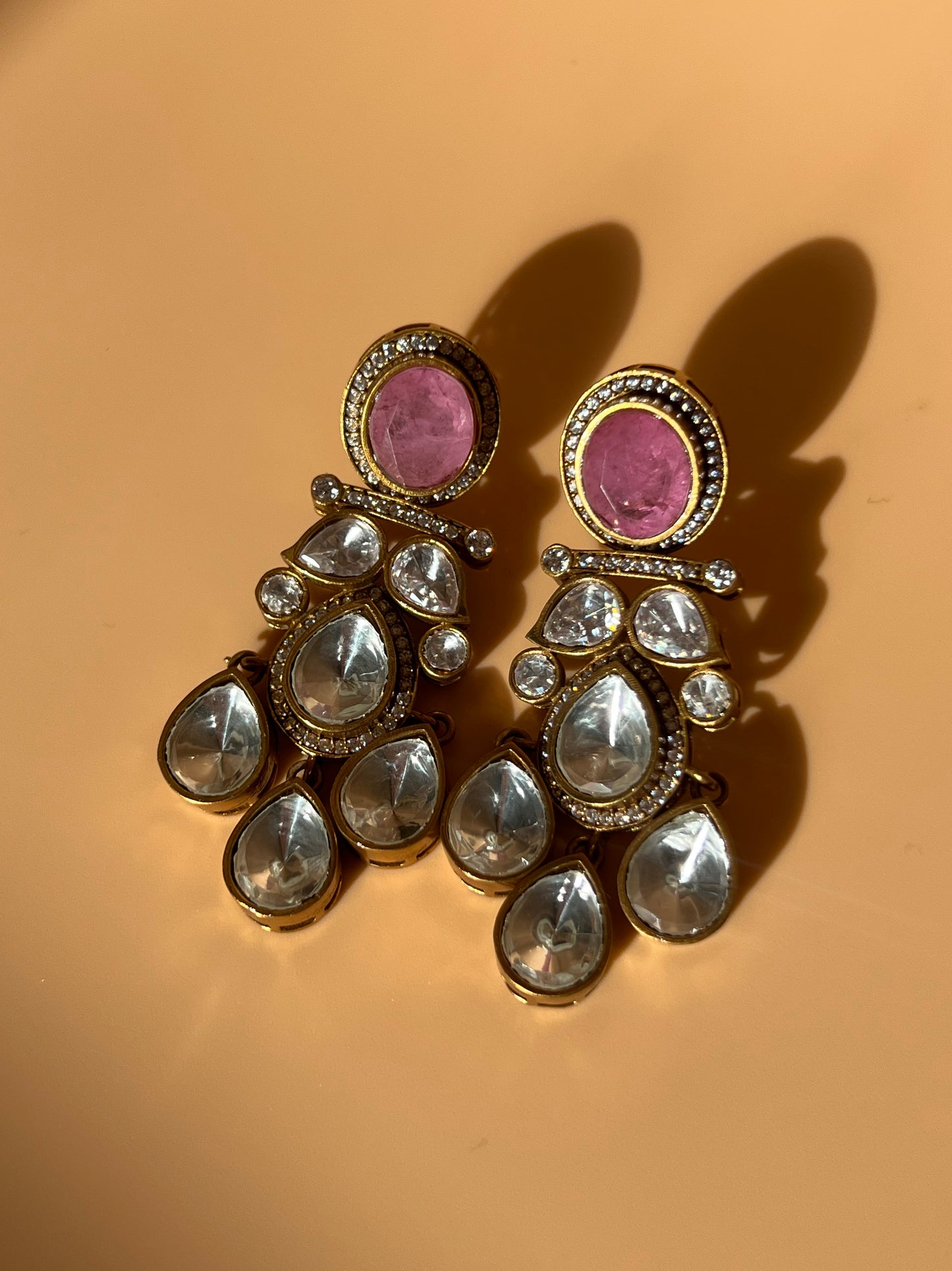 Moissanite Pink Danglers