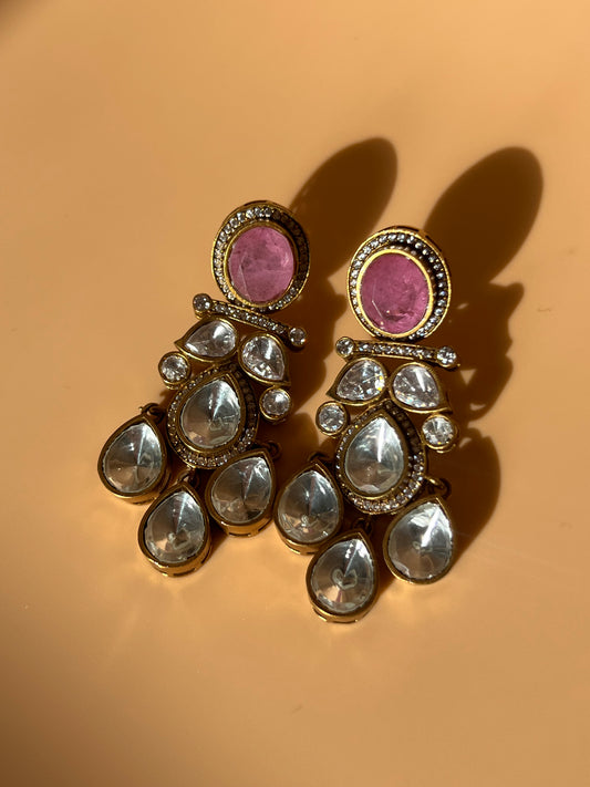 Moissanite Pink Danglers