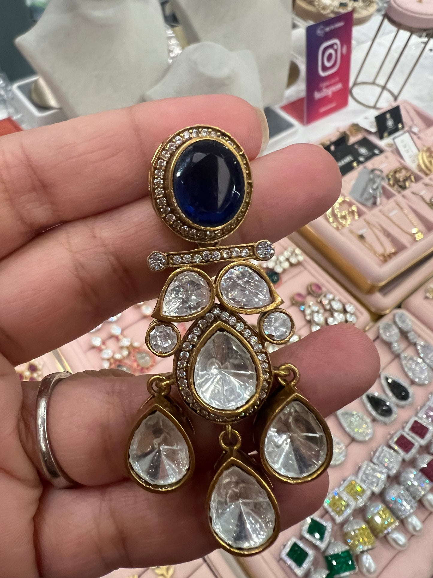 Moissanite Navy Danglers