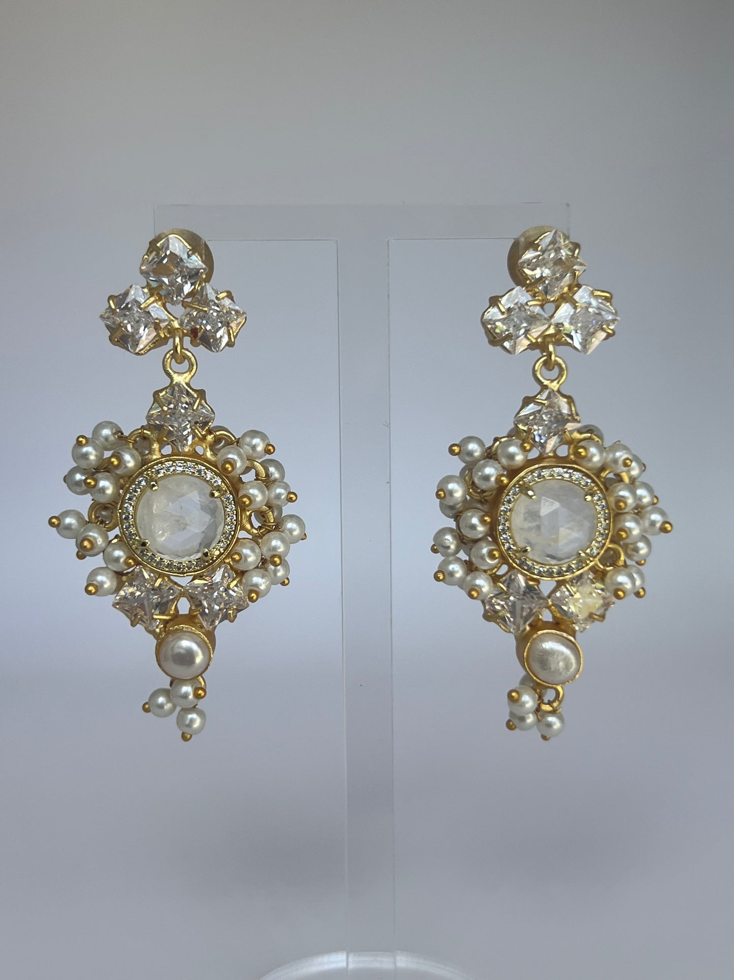 White Moonstone Earrings
