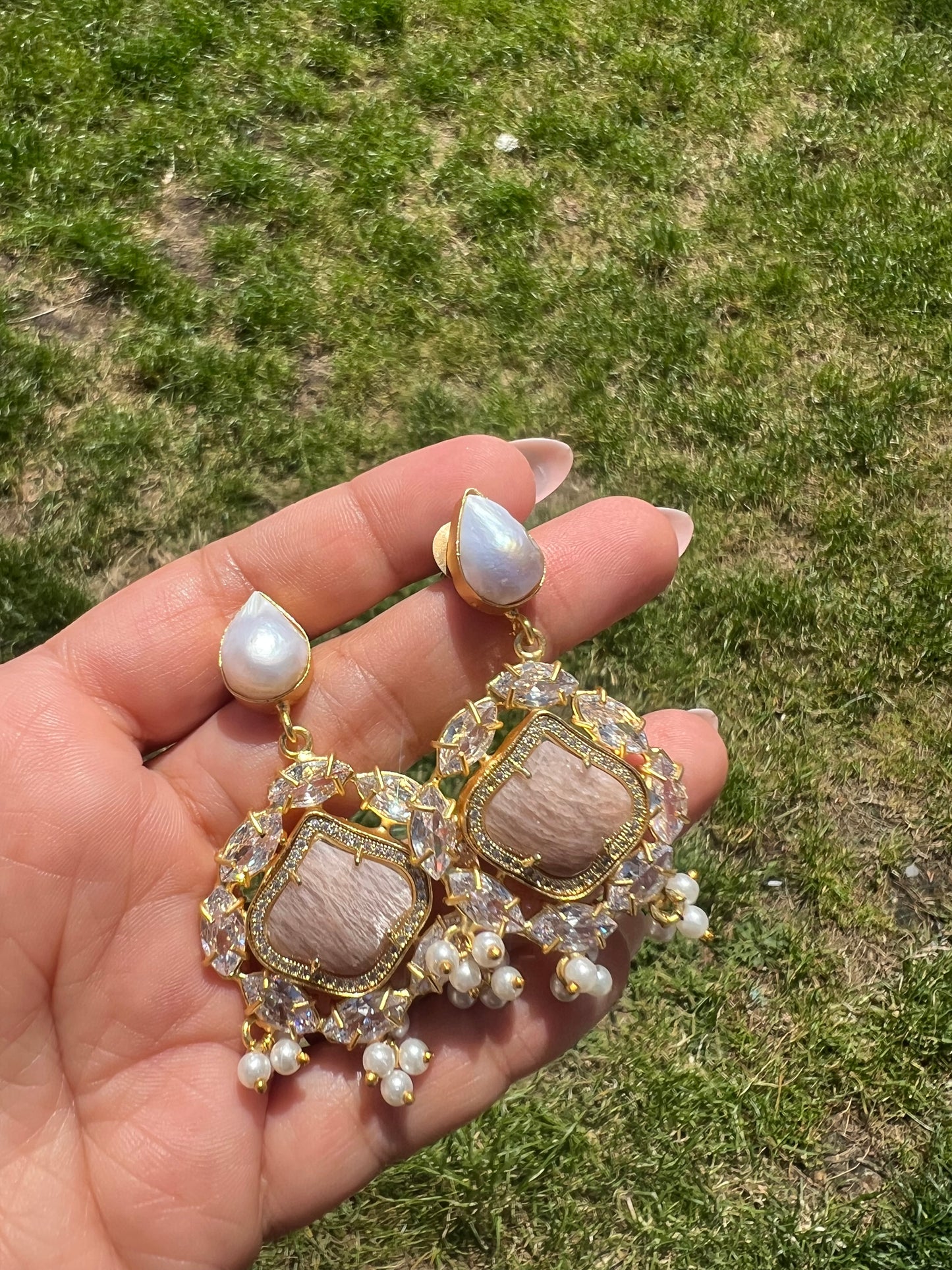 Rose Quartz TearDrop Earrings