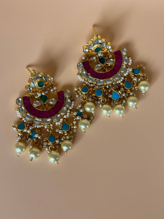 Luxe Feroza and Pink Chandbalis