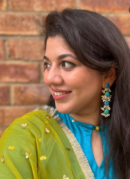 Mia Turquoise and Azurite Drop Earrings