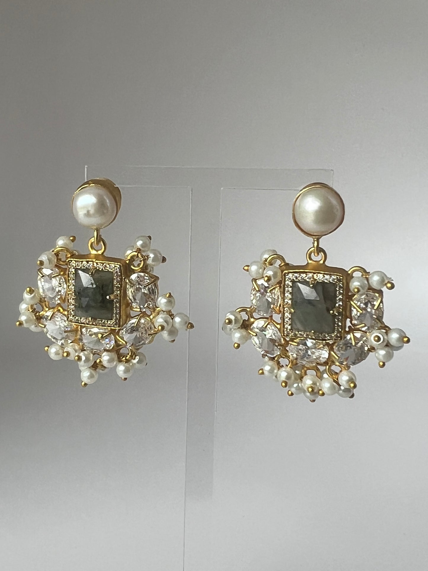 Grey Square Danglers