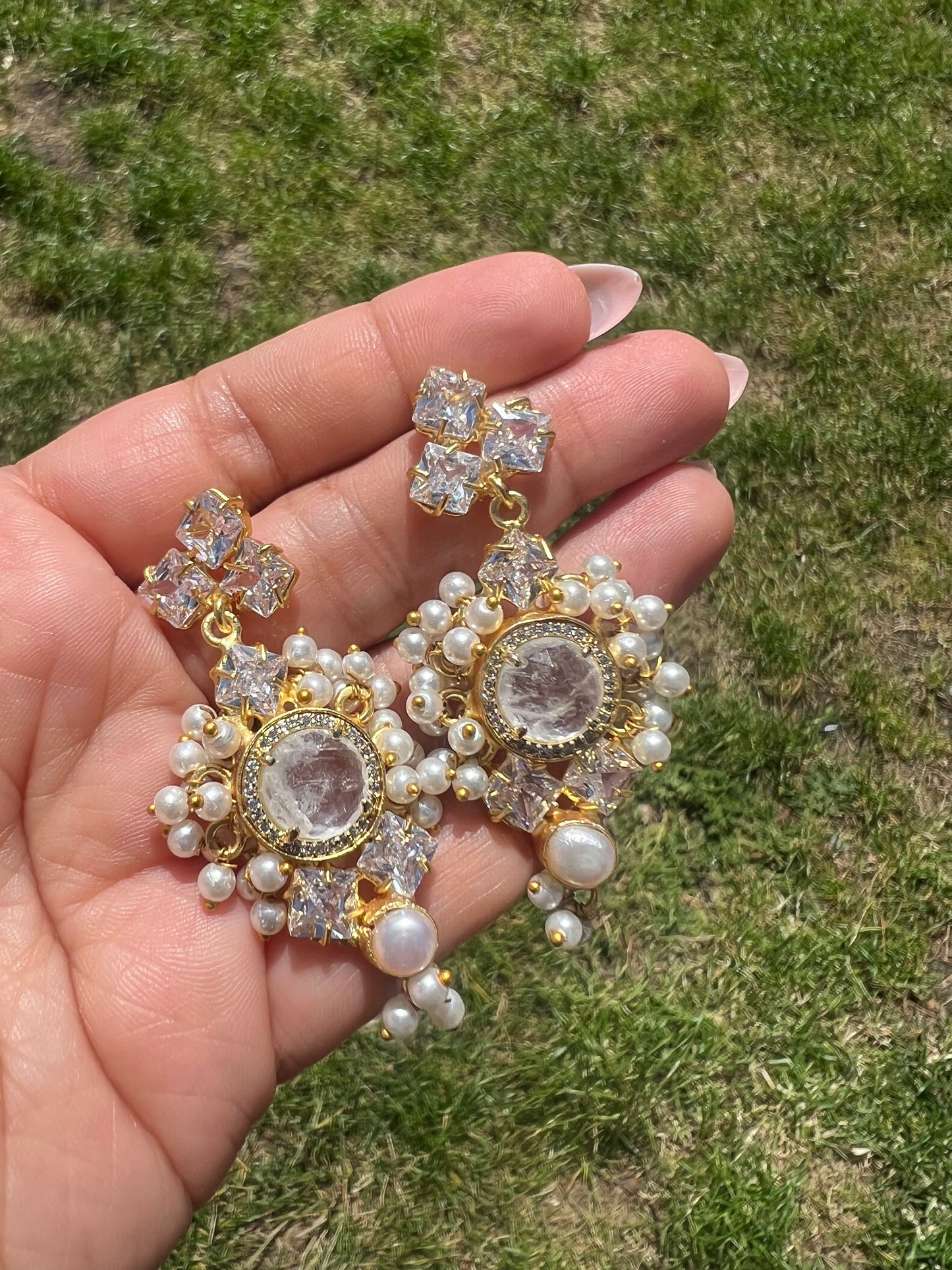 White Moonstone Earrings
