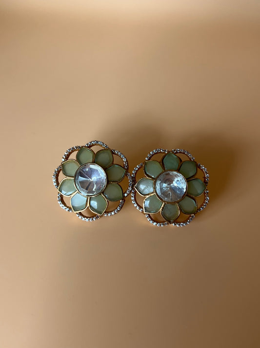 Aventurine Kundan Studs