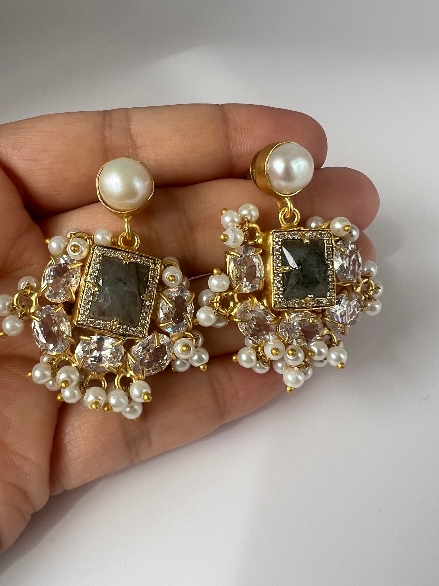 Grey Square Danglers
