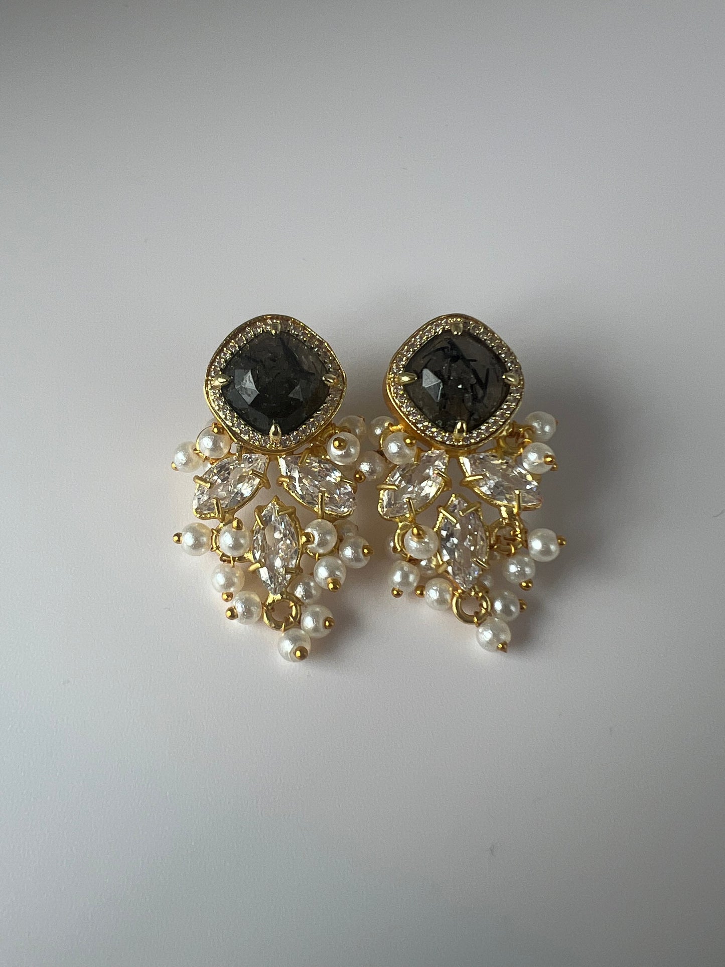 Black/Grey Moonstone Studs
