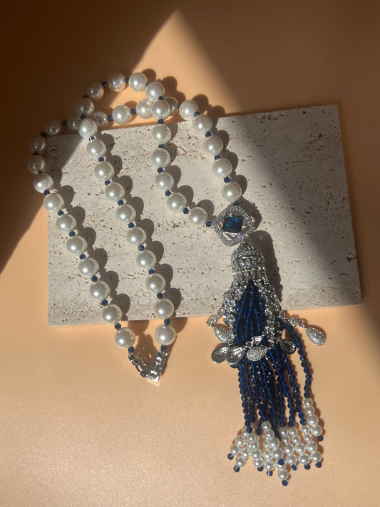 Natural Pearl and Blue Mala