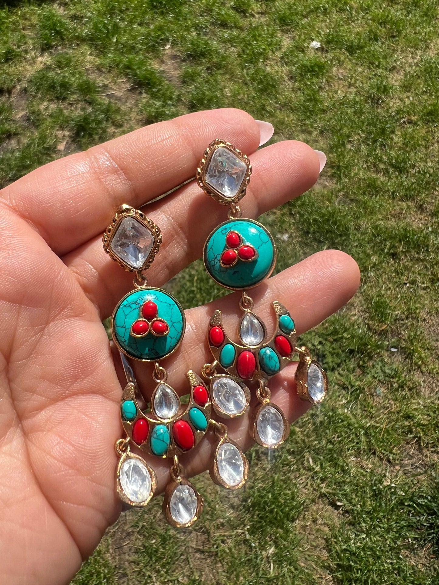 Feroza and Kundan Earrings