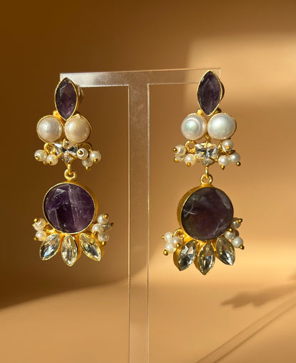 Amethyst and Swarovski Danglers