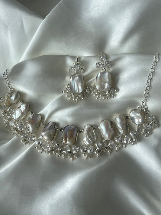 Baroque Pearl Selene Silver Set