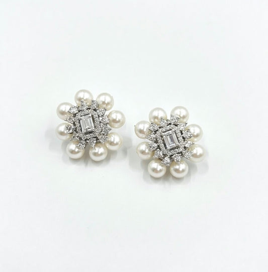Silver and Pearl Studs
